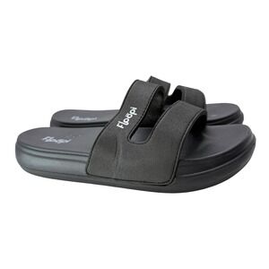 Floopi Women Black Double Strap Slide Sandals‎ Comfort Pool Beach Size Unknown